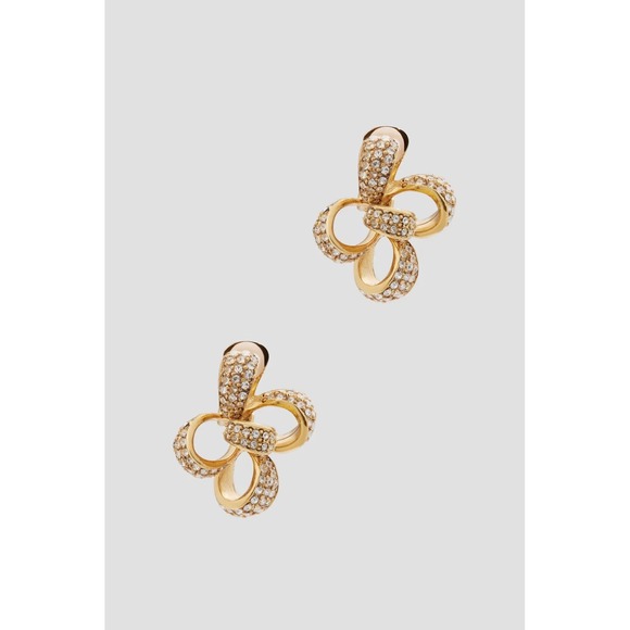 Oscar de la Renta Jewelry - Oscar de la Renta Gold Clover Pavé Crystal Clip-On Earrings OS